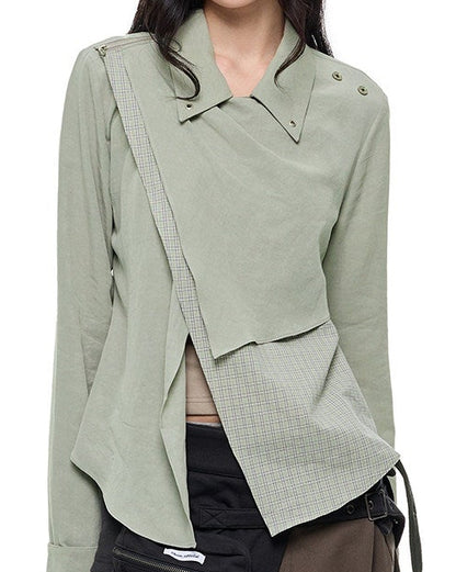 RUSTED PATCHWORK ASYMMETRIC SHIRT