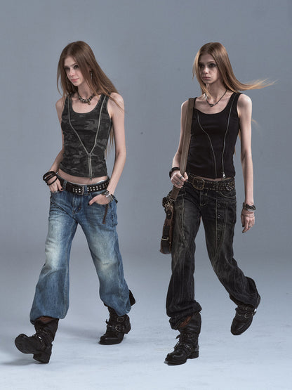 DARK CAMOUFLAGE DOUBLE ZIP TANK