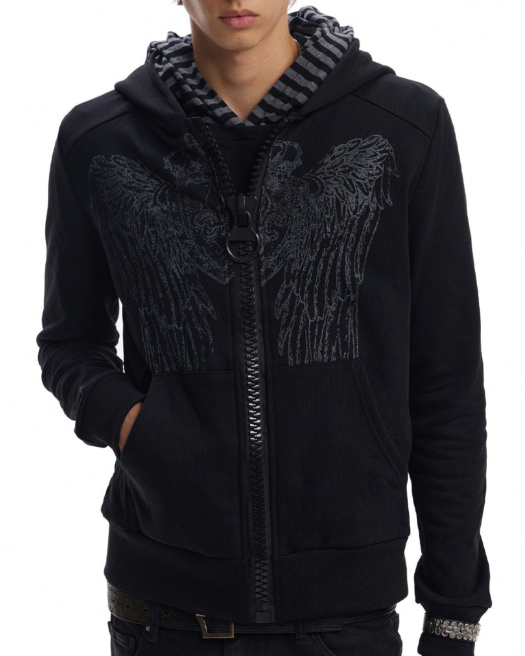 WING GLITTER ZIP SWEATSHIRT