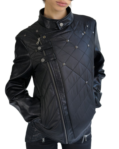 NOIR DIAMOND QUILTED BIKER JACKET
