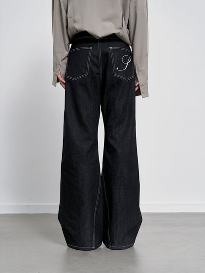 SLIM SLIT 14OZ BLACK DENIM