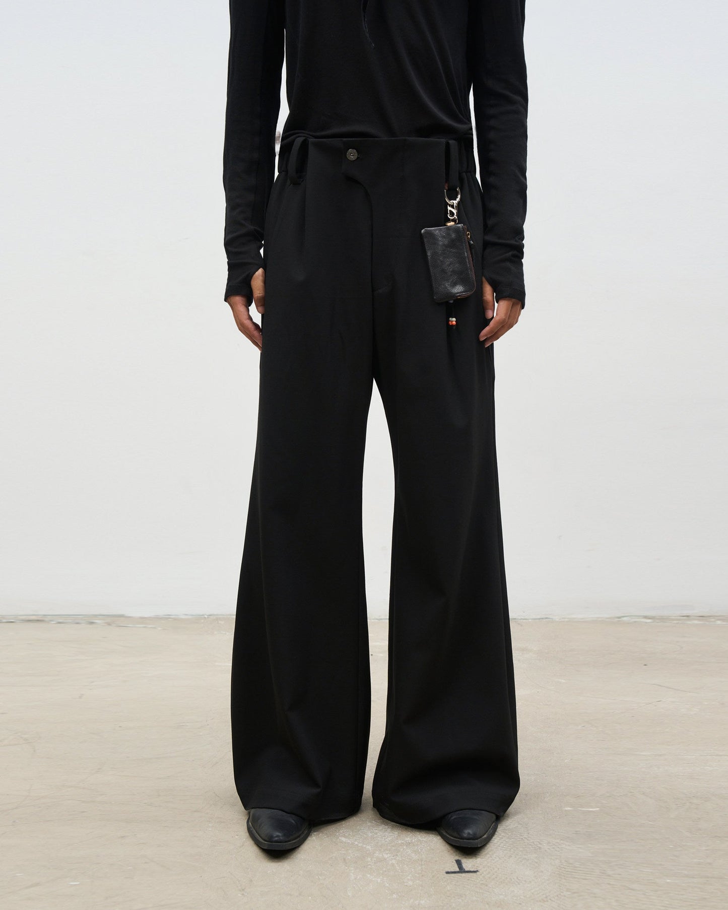 ASYMMETRIC PLACKET A-LINE SLACKS