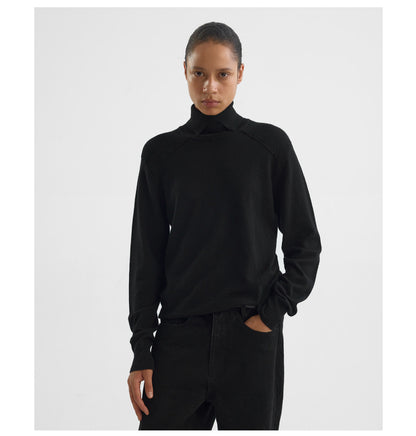 SCULPTURAL W NECK WOOL SWEATER