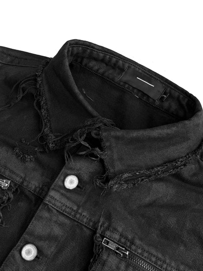 WAXED EROSION DENIM JACKET