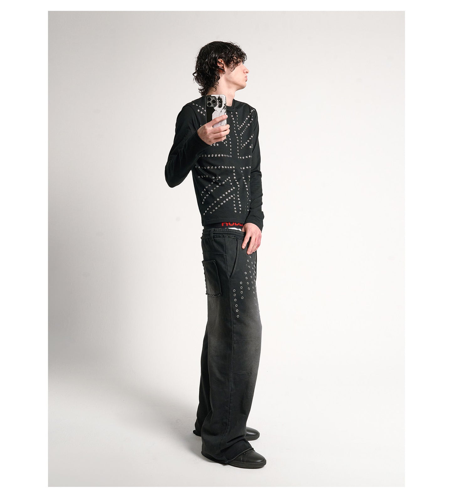 SILVER RIVET FITTED LONG SLEEVE