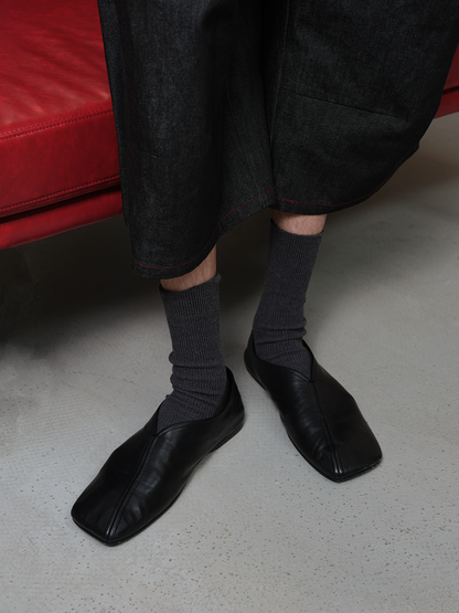 OBLIQUE TOE LEATHER MONK SHOES