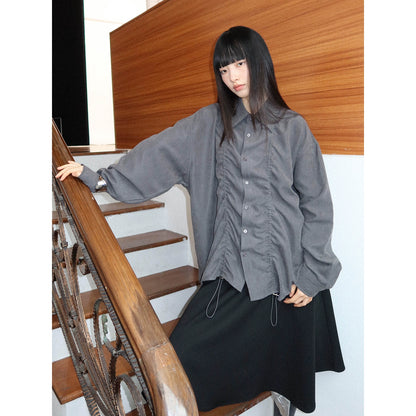 DRAWSTRING LOOSE SHIRT JACKET