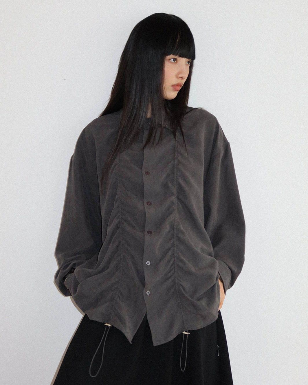 DRAWSTRING LOOSE SHIRT JACKET