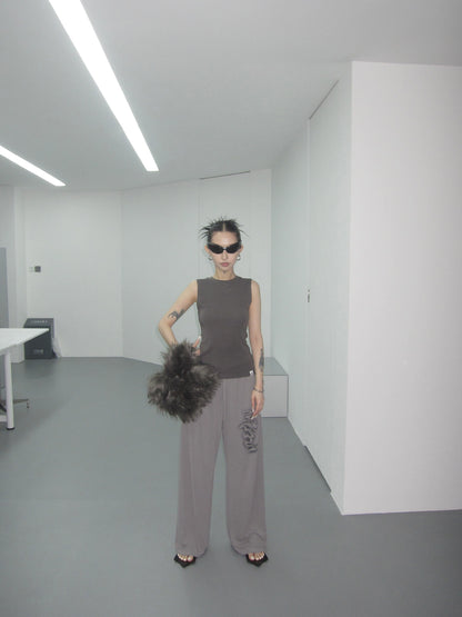 DRAPED CUPRO STRAIGHT PANTS