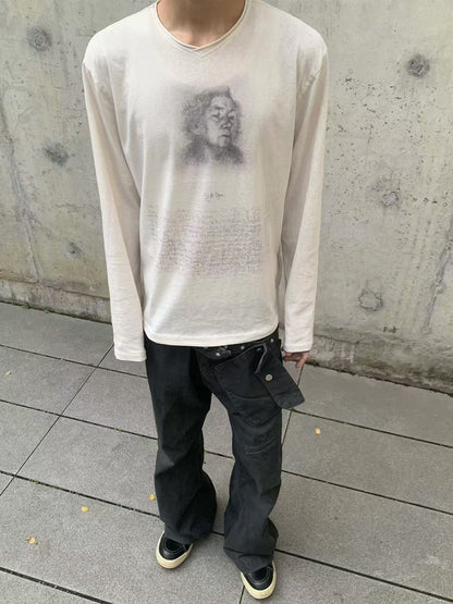 BRUSH-STROKE SHEER COTTON TEE