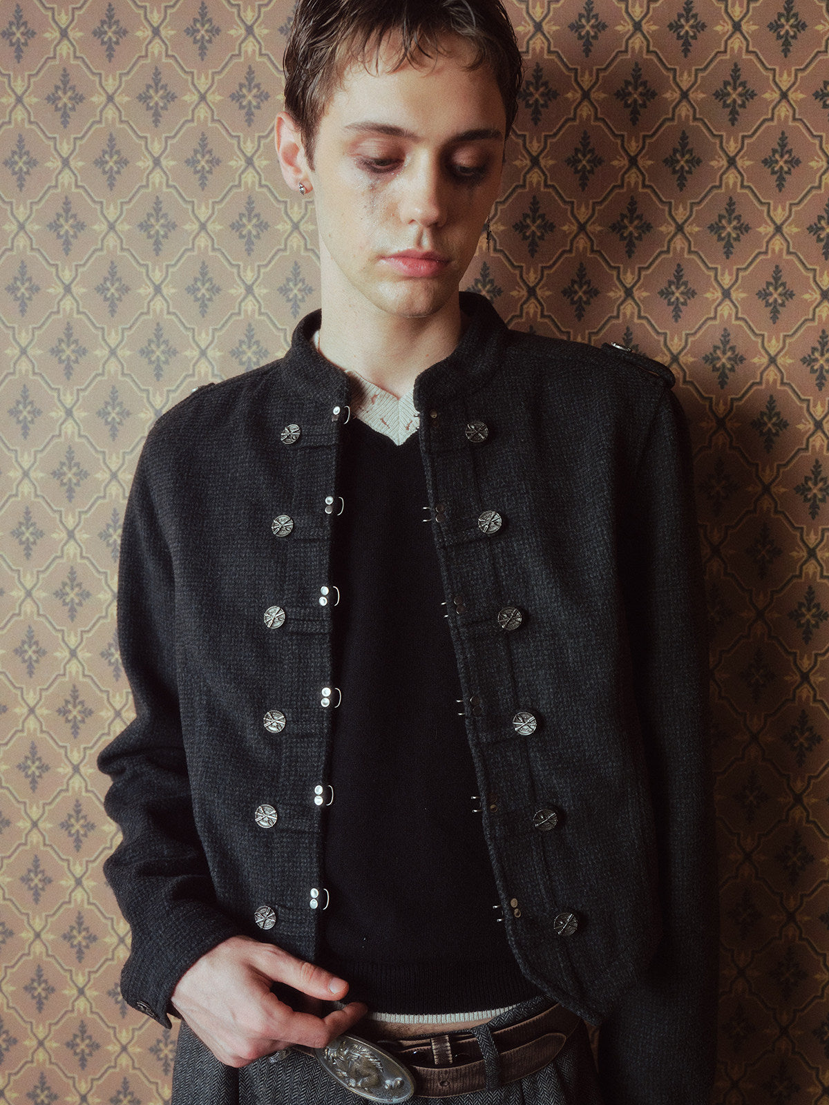 VELVET NAPOLEON CROPPED JACKET